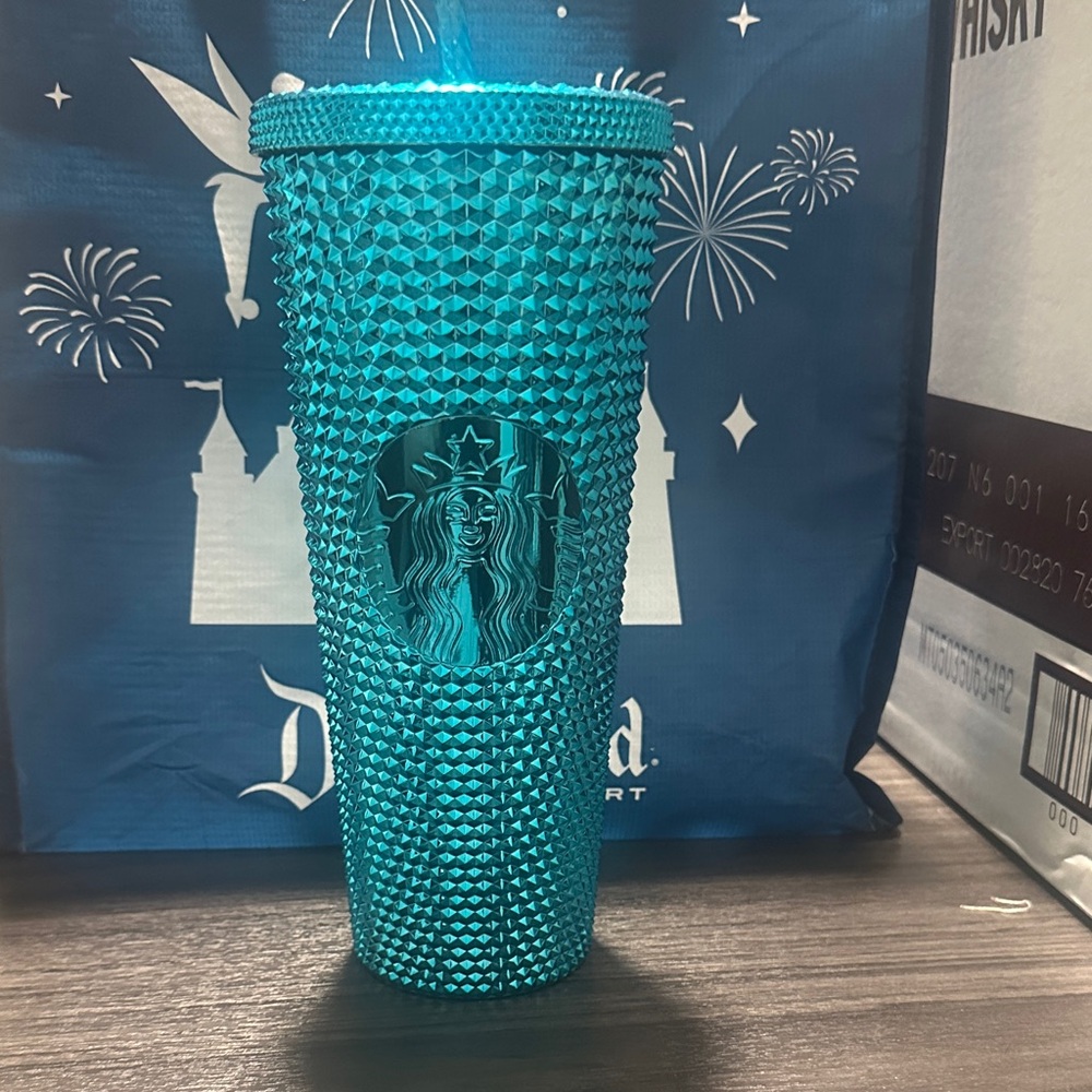 2023 Metallic Chrome Teal Blue Bling Starbucks Tumbler